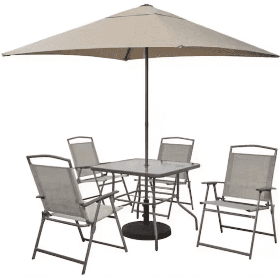 StyleWell Amberview 6-Piece Steel Square Outdoor Dining Set for $99 StyleWell Amberview 6-Piece Steel Square Outdoor Dining Set for $99