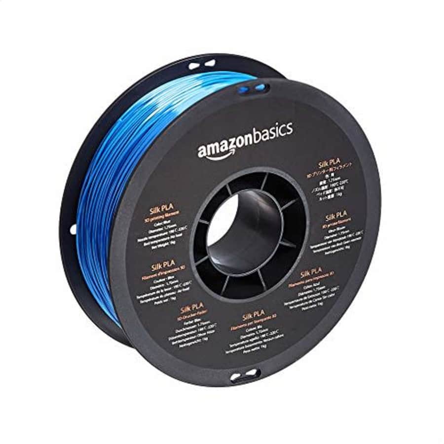 Amazon Basics SILK PLA 3D Printer Filament, 1.75mm, Blue, 1 kg Spool (2.2 lbs) for $23