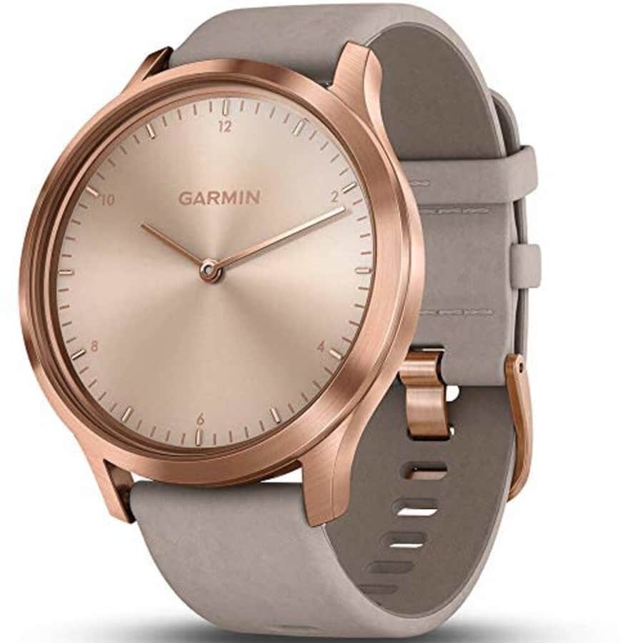 Garmin vivomove HR, Hybrid Smartwatch for Men and Women, Rose Gold with Gray Suede Band for $160 Garmin vivomove HR, Hybrid Smartwatch for Men and Women, Rose Gold with Gray Suede Band for $160