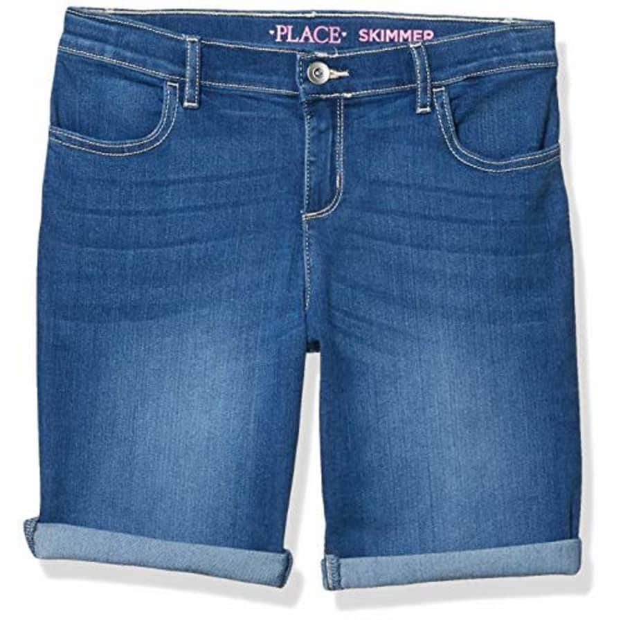 The Children's Place Girls' Roll Cuff Denim Skimmer Shorts Mdmoonstonewash 6X/7 slim for $20