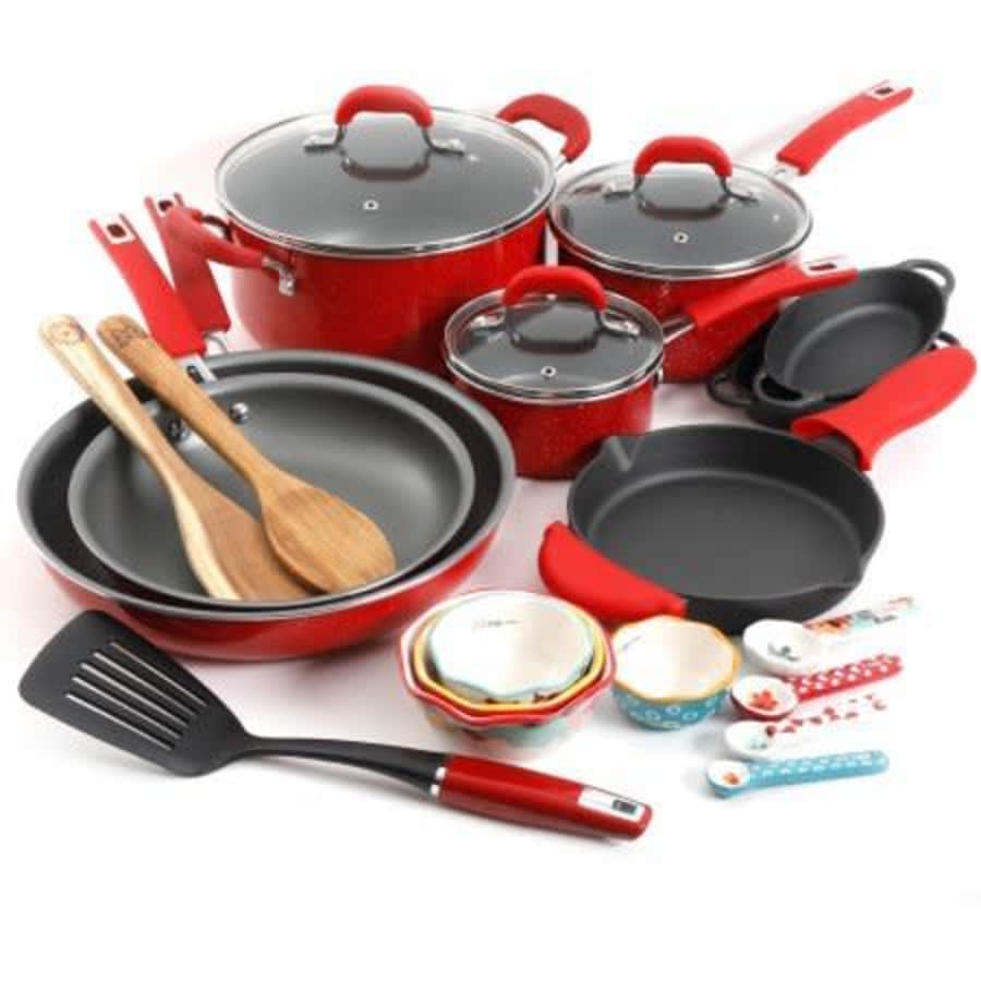 The Pioneer Woman Vintage Speckle 24-Piece Cookware Combo Set for $152 The Pioneer Woman Vintage Speckle 24-Piece Cookware Combo Set for $152