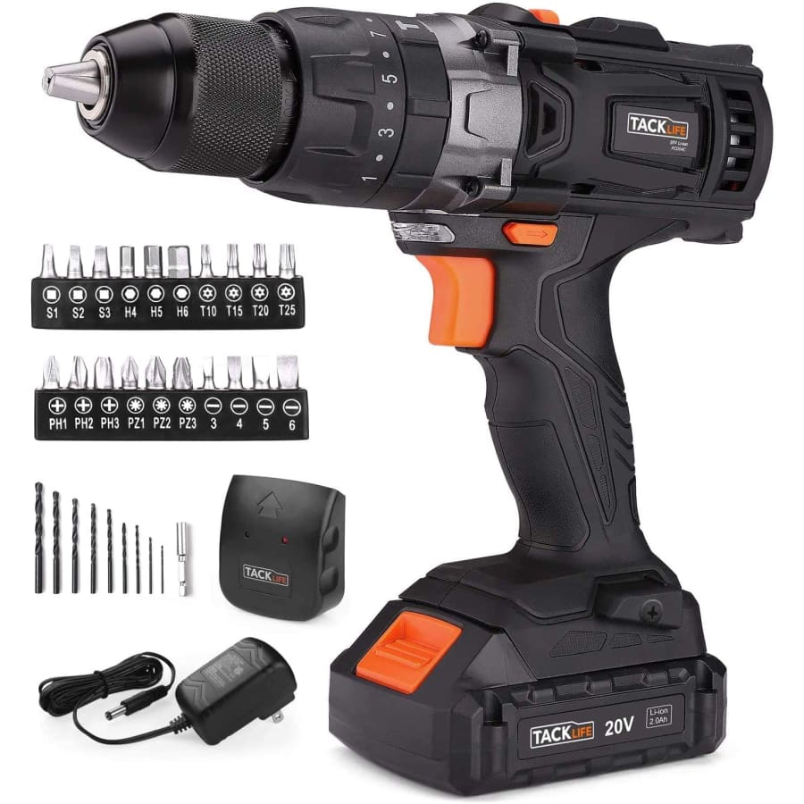 Tacklife 20V 1/2" Cordless Drill Driver Set for $35 Tacklife 20V 1/2" Cordless Drill Driver Set for $35