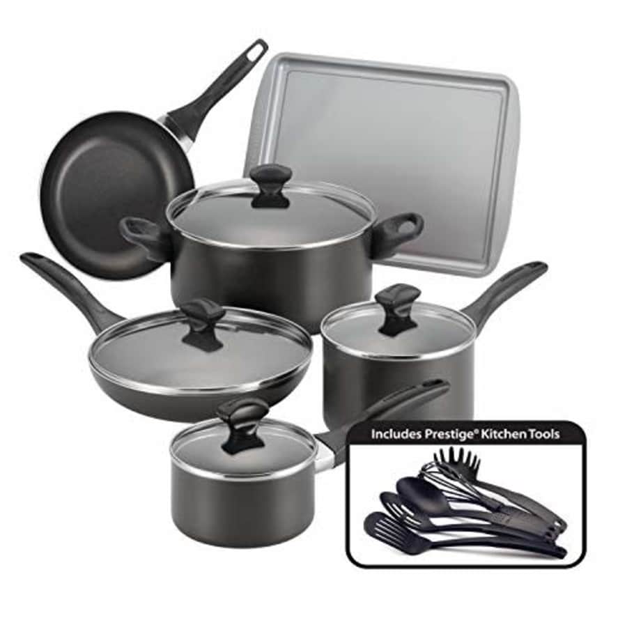 Farberware Dishwasher Safe Nonstick Cookware Pots and Pans Set, 15 Piece, Black for $110 Farberware Dishwasher Safe Nonstick Cookware Pots and Pans Set, 15 Piece, Black for $110