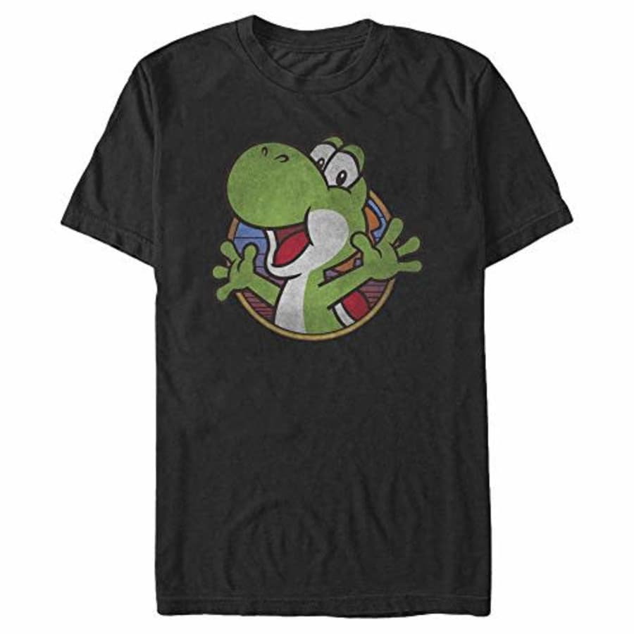 Nintendo Men's Super Mario Yoshi Color Fade Circle Logo T-Shirt, Black, x-Large for $19 Nintendo Men's Super Mario Yoshi Color Fade Circle Logo T-Shirt, Black, x-Large for $19
