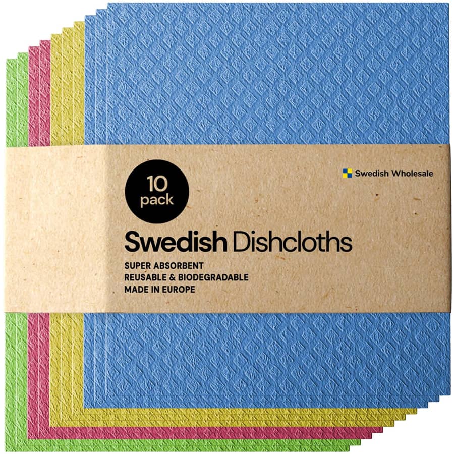 Swedish Dishcloth Cellulose Sponge Cloth 10-Pack for $17