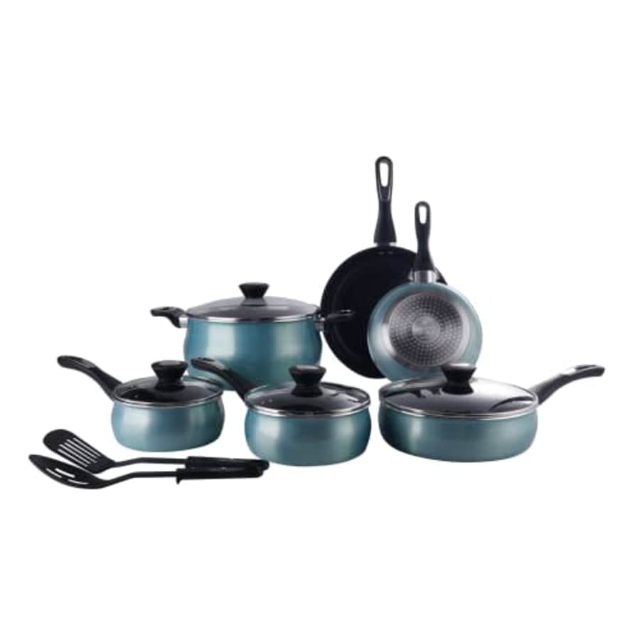 Paula Deen 12 Piece Cookware Set Sea Glass for $80