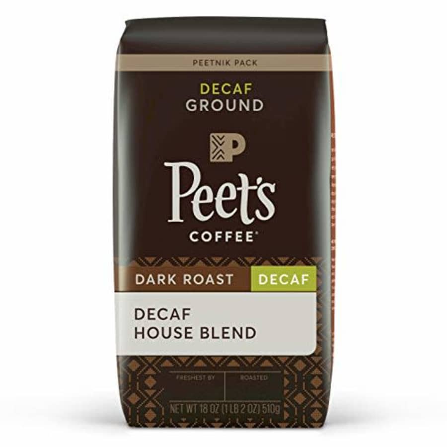 Peet's Coffee, Dark Roast Decaffeinated Ground Coffee - Decaf House Blend 18 Ounce Bag for $18 Peet's Coffee, Dark Roast Decaffeinated Ground Coffee - Decaf House Blend 18 Ounce Bag for $18