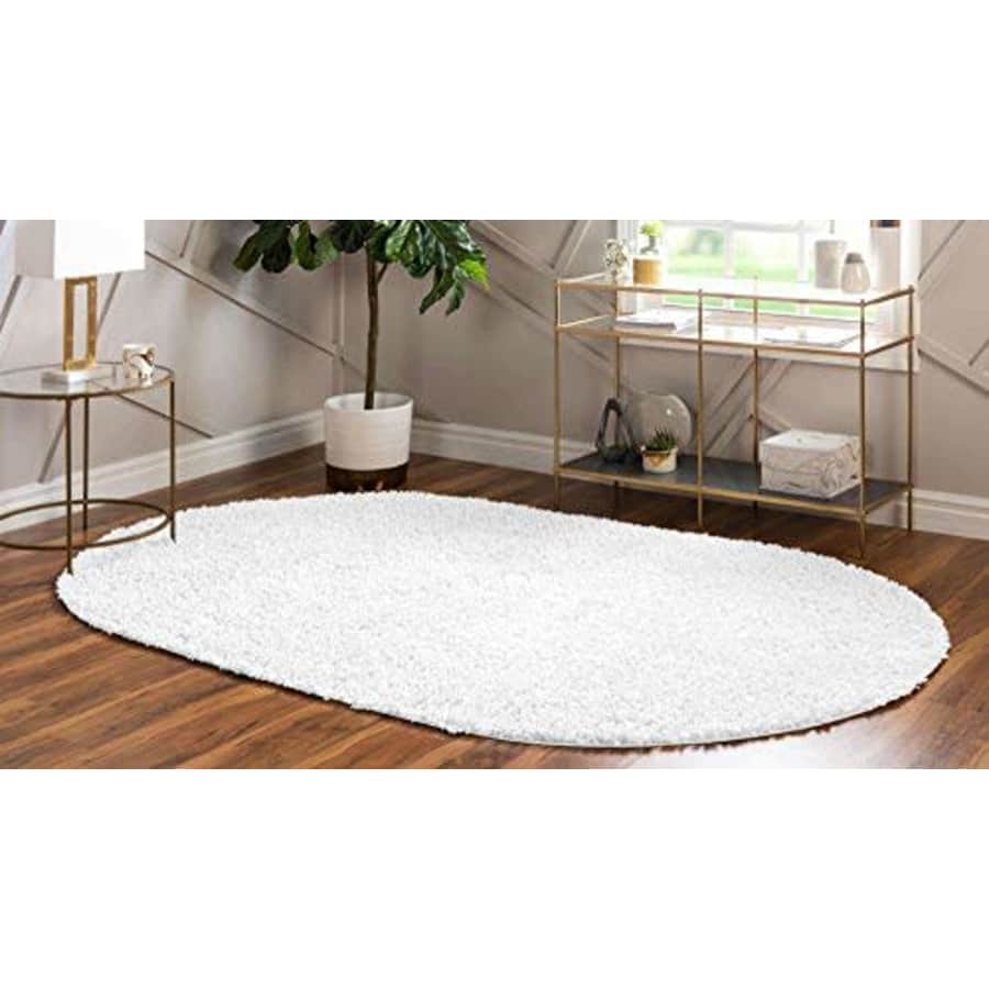 Unique Loom Davos Shag Collection Contemporary Soft Cozy Solid Shag Ivory Oval Rug (3' 3 x 5' 3) for $49 Unique Loom Davos Shag Collection Contemporary Soft Cozy Solid Shag Ivory Oval Rug (3' 3 x 5' 3) for $49