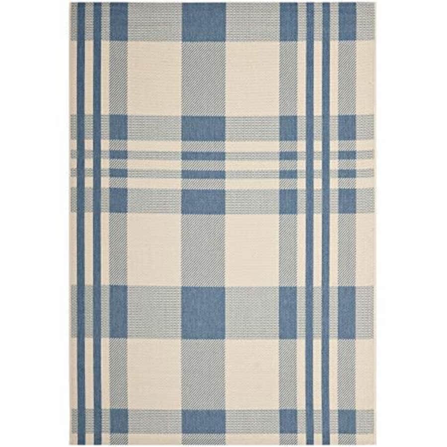 SAFAVIEH Courtyard Collection 2' x 3'7' Beige/Blue CY6201 Plaid Indoor/ Outdoor Patio Backyard for $17