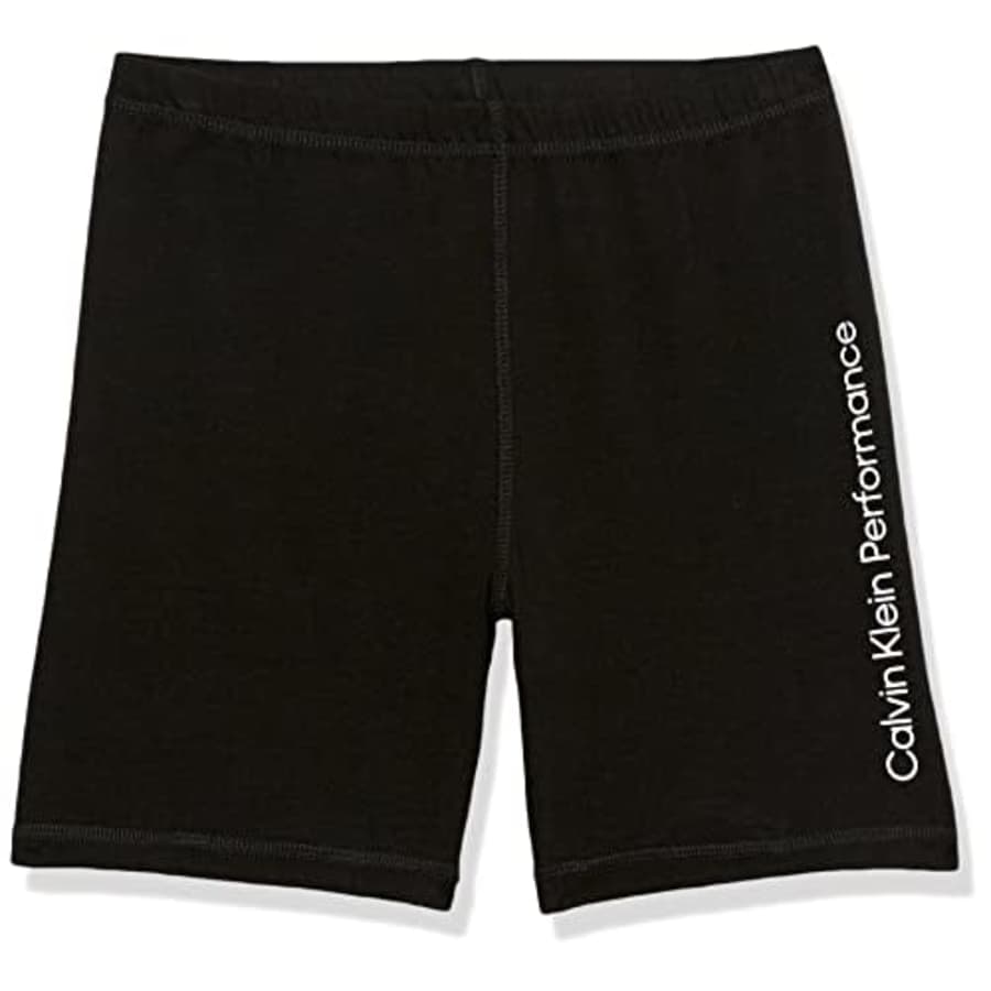 Calvin Klein Girls' Performance Bike Shorts, Black Linear, 8-10 for $14
