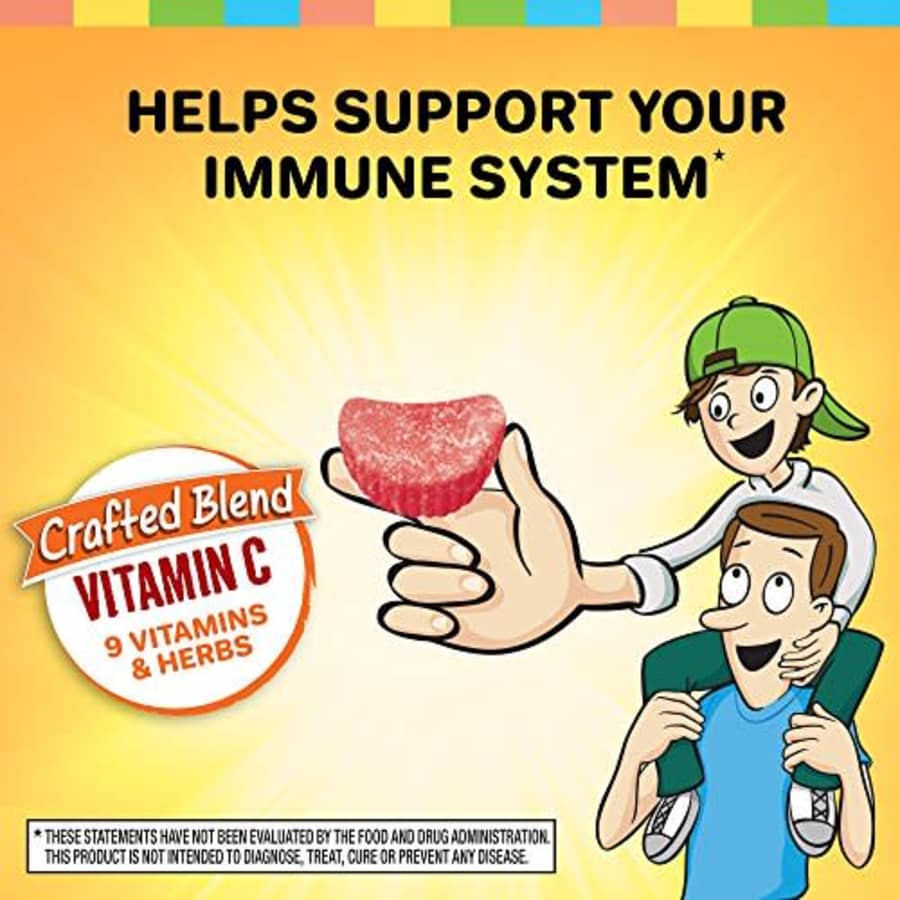 Airborne Kids Assorted Fruit Flavored Gummies, 42 count - 500mg of Vitamin C and Minerals & Herbs for $26