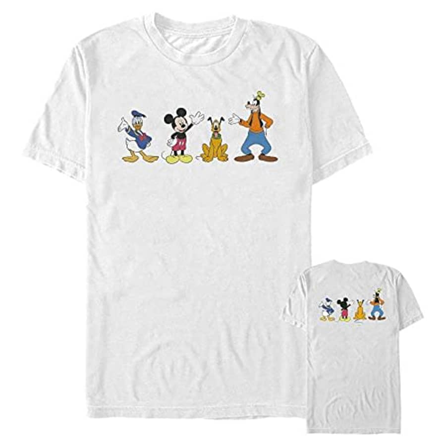 Disney Men's Characters 4 Friends T-Shirt, White, Small for $10