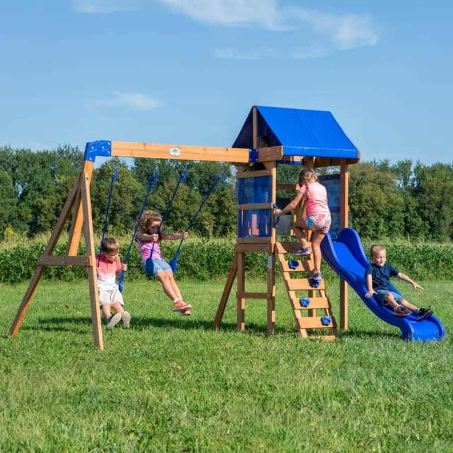 Backyard Discovery Aurora Wooden Cedar Swing Set for $298 Backyard Discovery Aurora Wooden Cedar Swing Set for $298