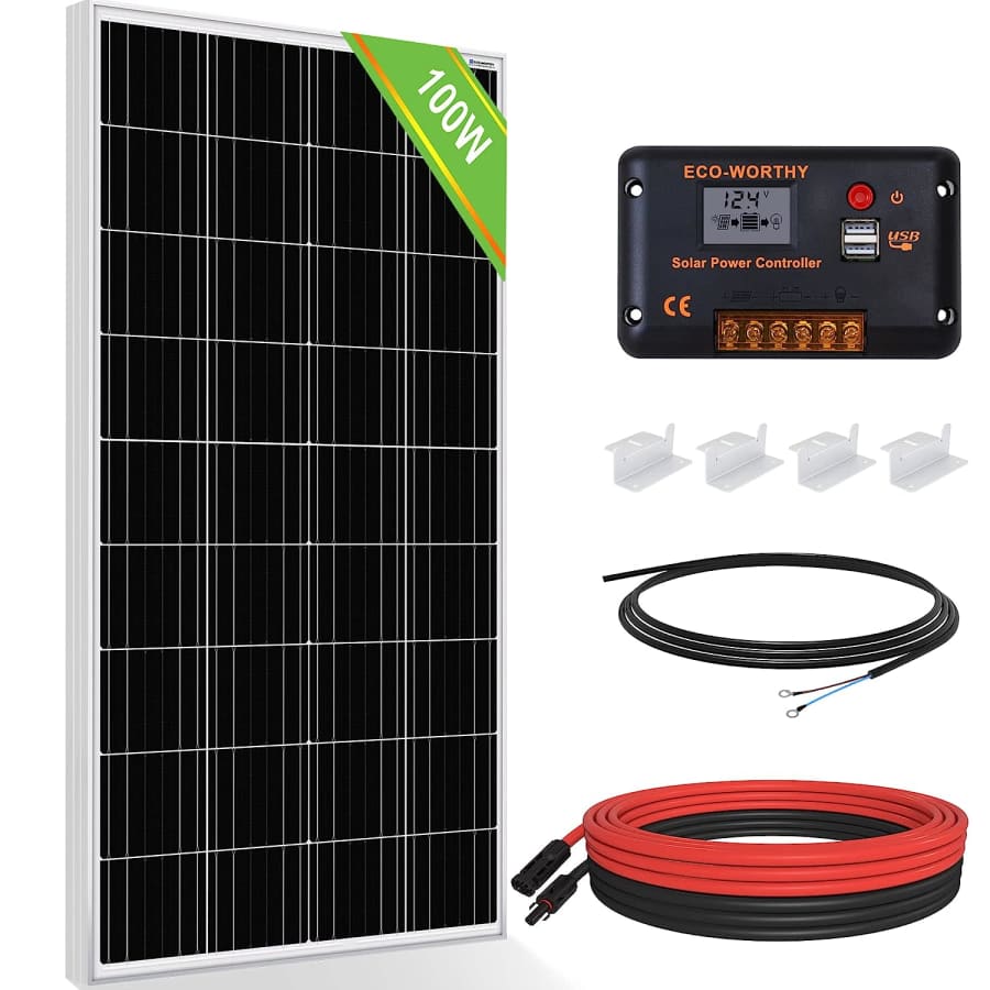 Eco-Worthy 100W 12V Monocrystalline Solar Panel w/ Controller for $100 Eco-Worthy 100W 12V Monocrystalline Solar Panel w/ Controller for $100