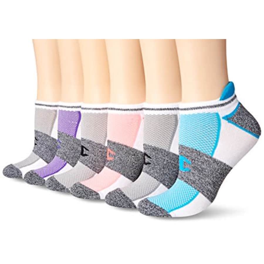 Champion womens Champion Women's Double Dry 6 Or 12 Pack Performance Heel Shield Socks, Grey/Black for $24