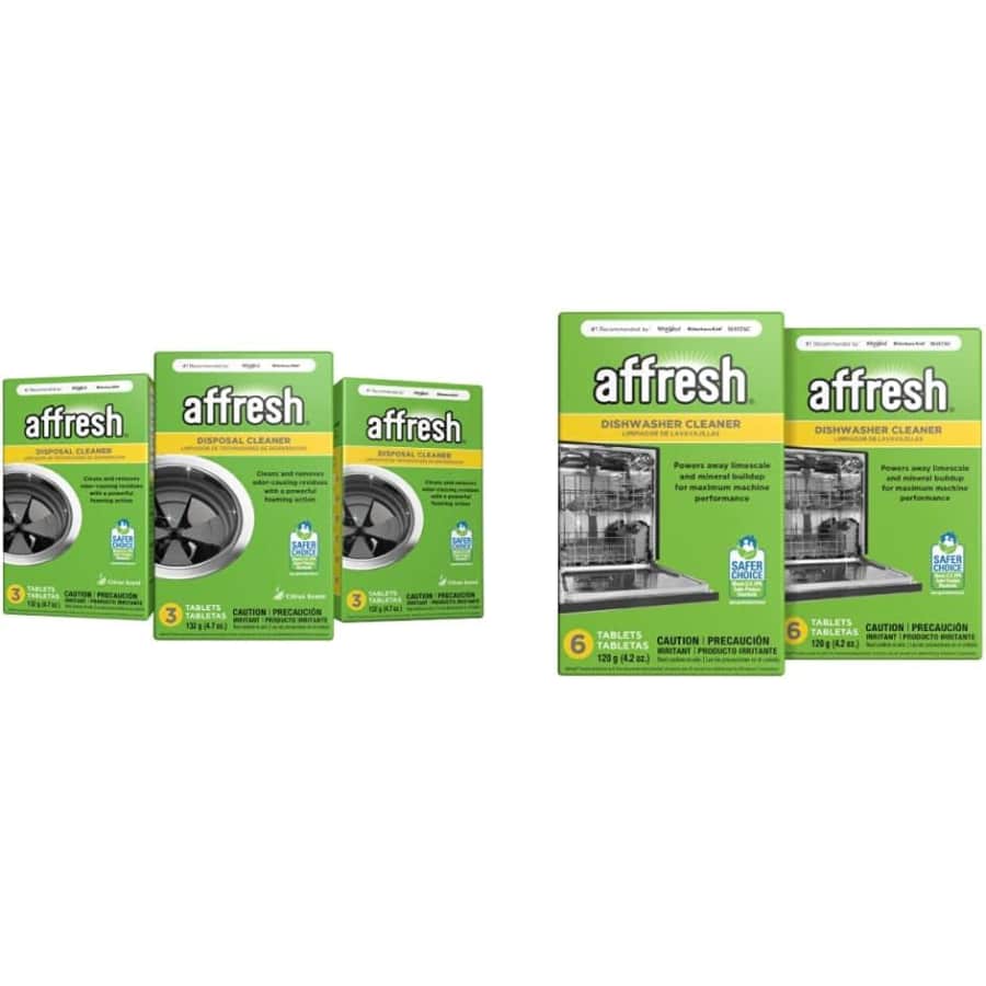 Affresh Dishwasher Cleaner 12-Pack w/ Affresh Disposal Cleaner 9-Pack for $12 Affresh Dishwasher Cleaner 12-Pack w/ Affresh Disposal Cleaner 9-Pack for $12
