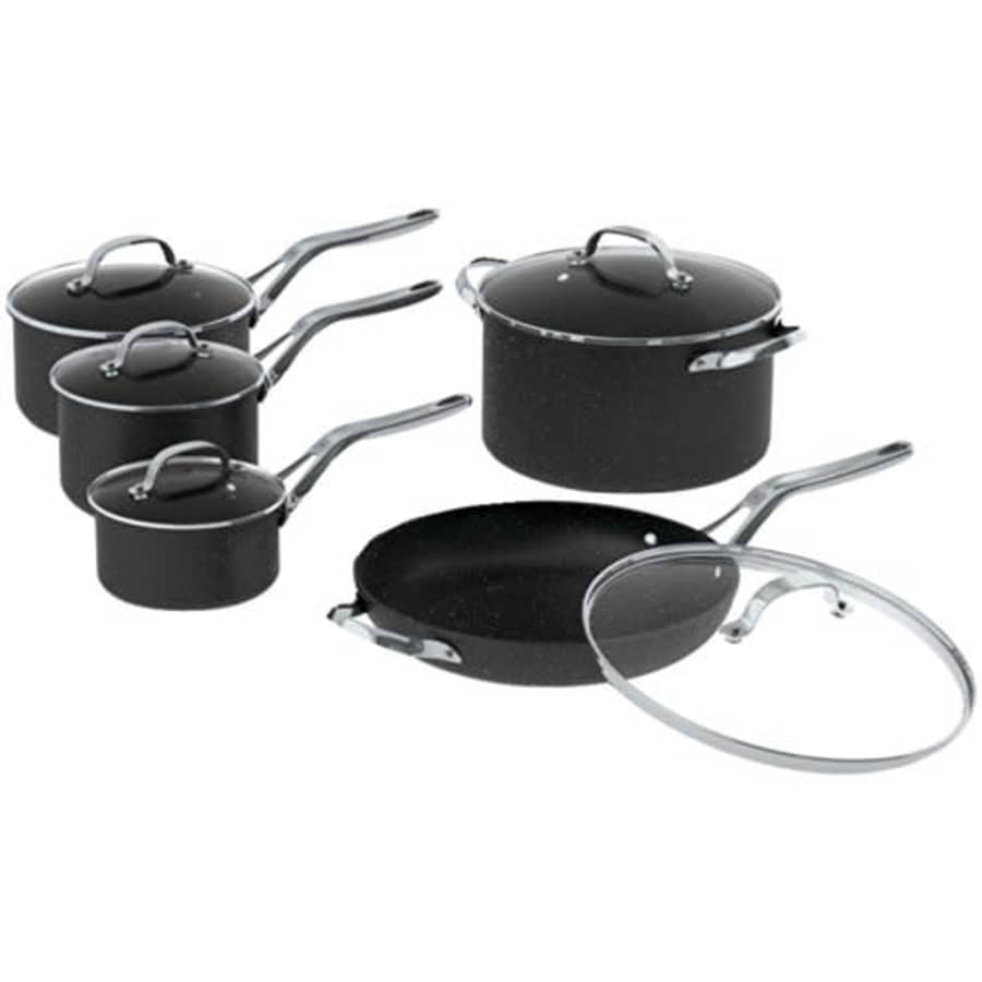 THE ROCK by Starfrit 10-Piece Cookware Set with Stainless Steel Handles, Black for $199