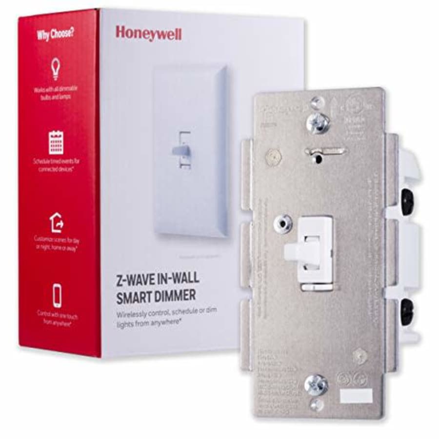 Honeywell UltraPro Z-Wave Plus Smart Light Dimmer Switch, in-Wall White Toggle | Built-in Repeater for $76