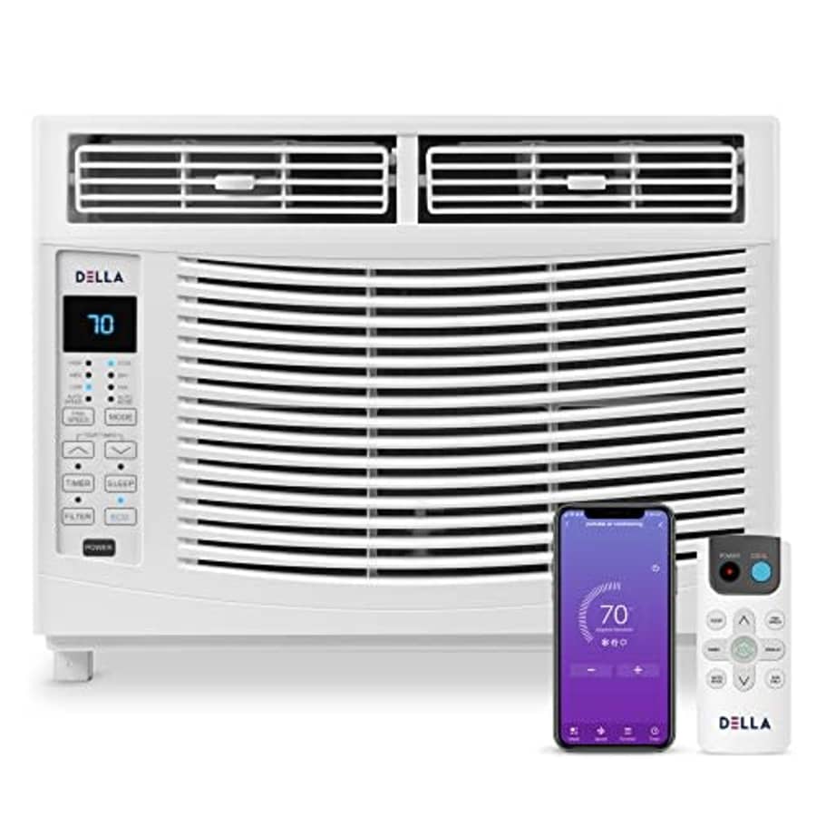 DELLA 6000 BTU Smart Window Air Conditioner with WiFi, GEO Auto Temp On/Off For Where You Are, for $159