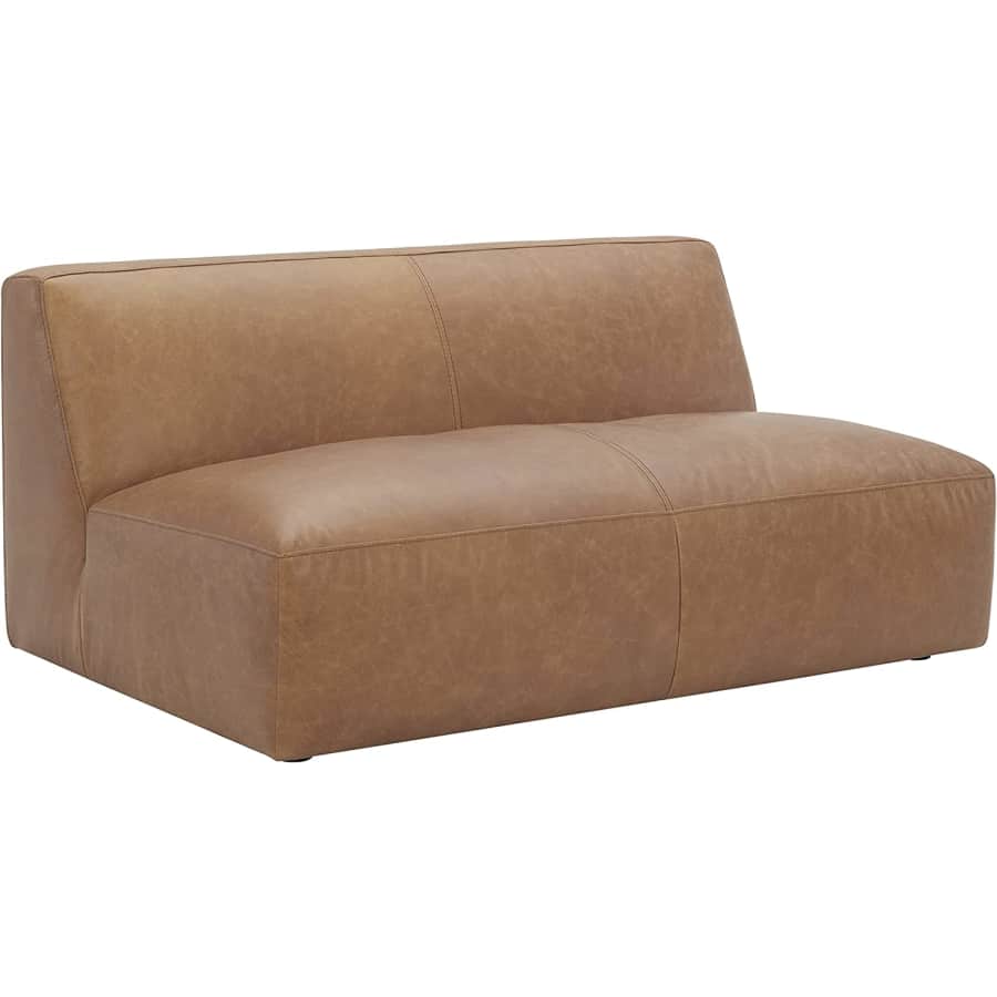 Rivet 70" Leather Armless Bench Seat Sofa for $546 Rivet 70" Leather Armless Bench Seat Sofa for $546