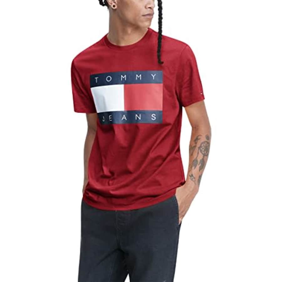 TOMMY HILFIGER Men's Tommy Jeans Short Sleeve Logo T Shirt, Blush RED AA 106-880, XL for $31 TOMMY HILFIGER Men's Tommy Jeans Short Sleeve Logo T Shirt, Blush RED AA 106-880, XL for $31