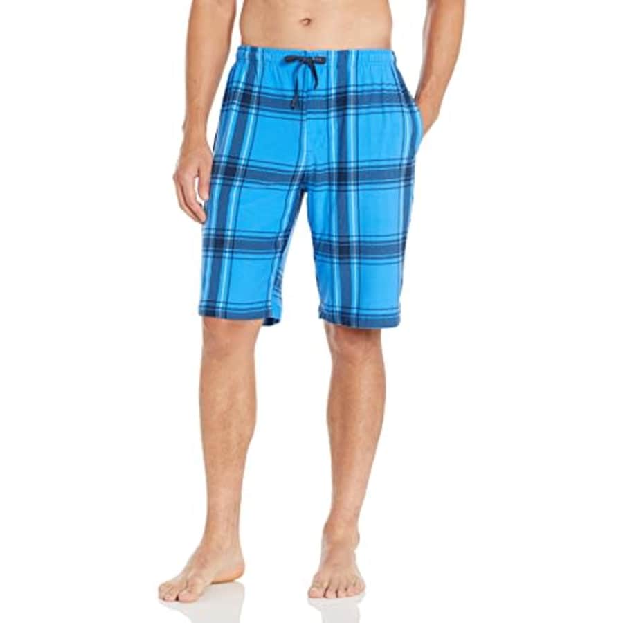 Perry Ellis Men's Portfolio Windowpane Plaid Sleep Shorts, French Blue, Medium for $17
