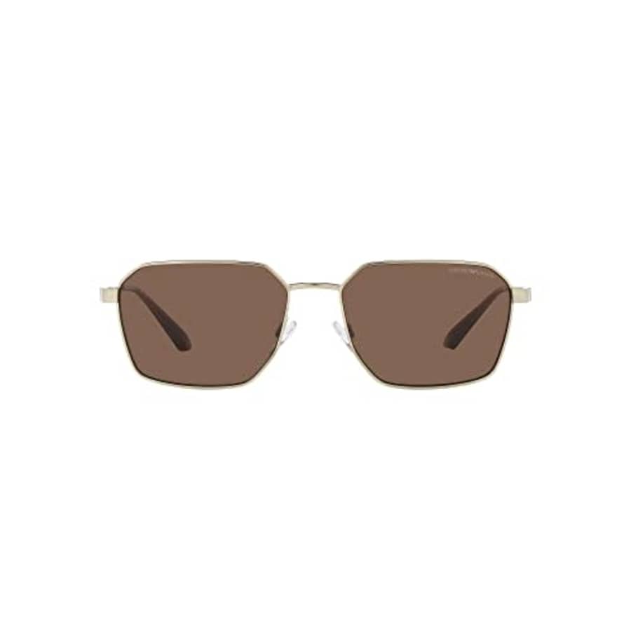 Emporio Armani Men's EA2140 Rectangular Sunglasses, Matte Pale Gold/Dark Brown, 57 mm for $82