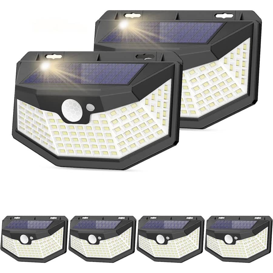 5-Sided Solar Outdoor LED Light 6-Pack for $80
