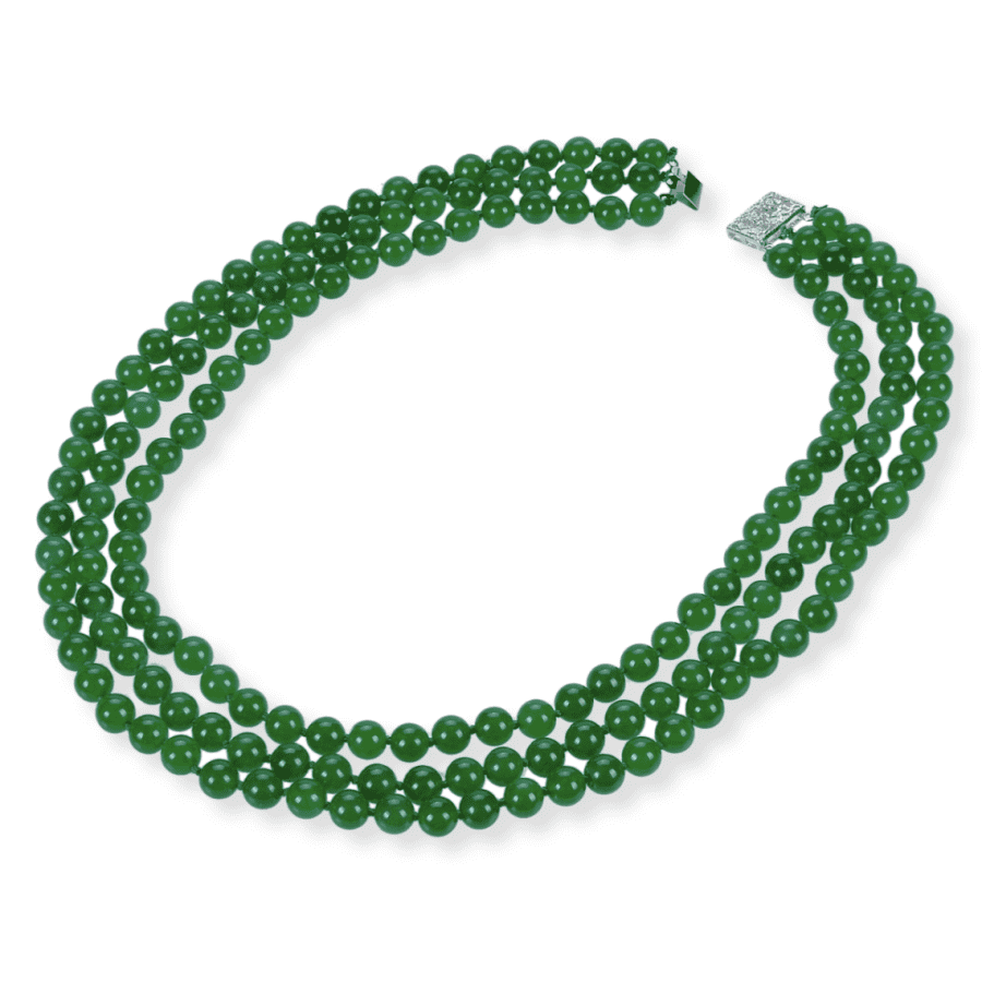 Win Pearl 8mm 3-Row Malay Jade Necklace for $26