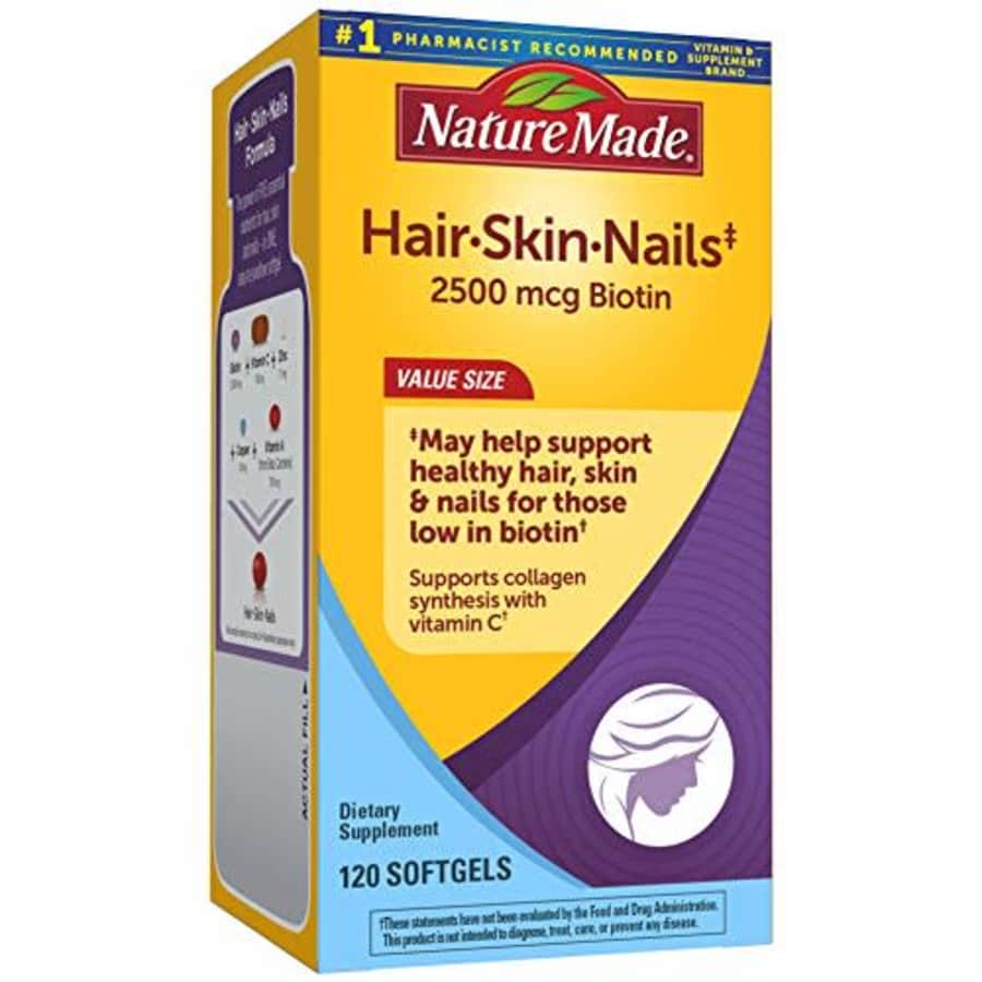 Nature Made Hair, Skin & Nails with 2500 mcg of Biotin Softgels, 120 Count Value Size (Packaging for $19