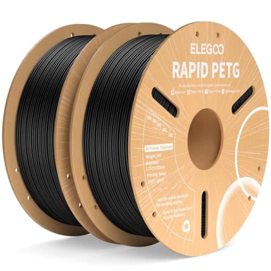 ELEGOO Rapid PETG Filament 1.75mm Black 2KG, High Speed Tough 3D Printer Filament Dimensional for $21