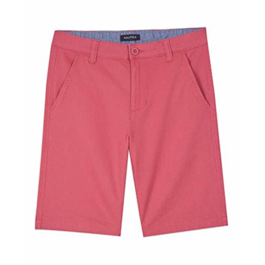 Nautica Boys' Stretch Twill Flat Front Shorts, Rose, 5 for $8