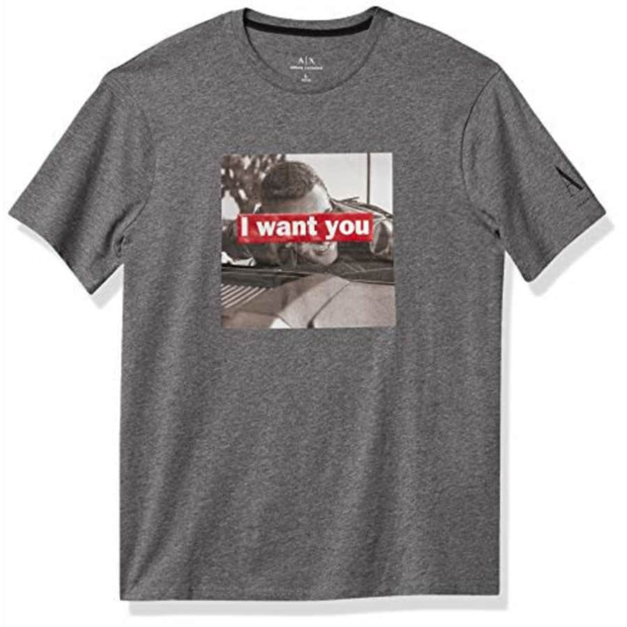 A|X Armani Exchange Men's I Want You Graphic T-Shirt, Grey, X-Large for $47