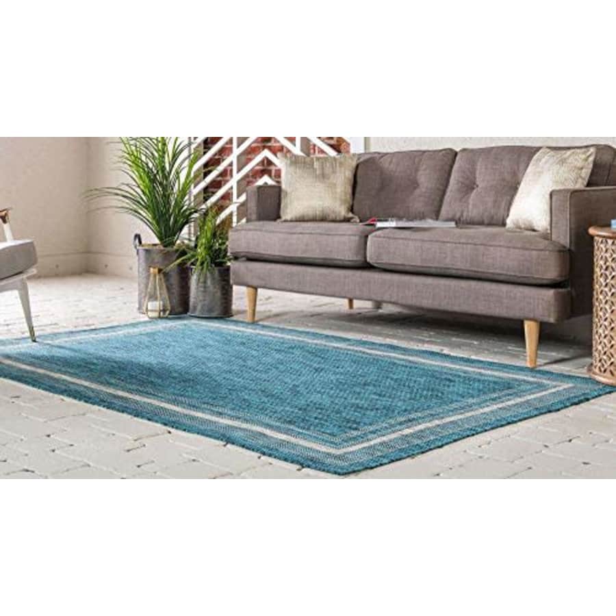 Unique Loom Outdoor Collection Transitional Indoor & Outdoor Casual Solid Tonal Border Area Rug, 5 for $65