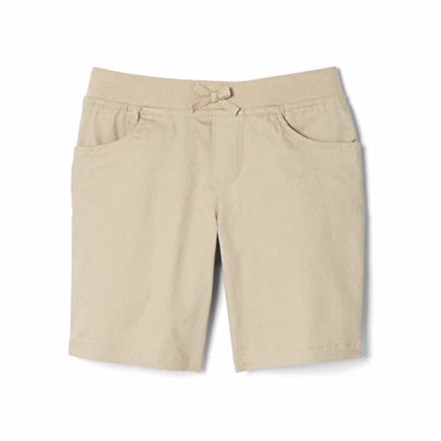 French Toast Girls' Little Stretch Pull-On Tie Front Short, Khaki, 6 for $13
