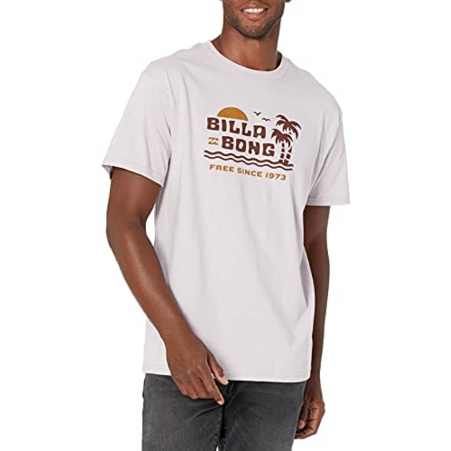 Billabong Men's Short Sleeve Premium Logo Graphic T-Shirt, Social Lounge Light Lavender, XX-Large for $18