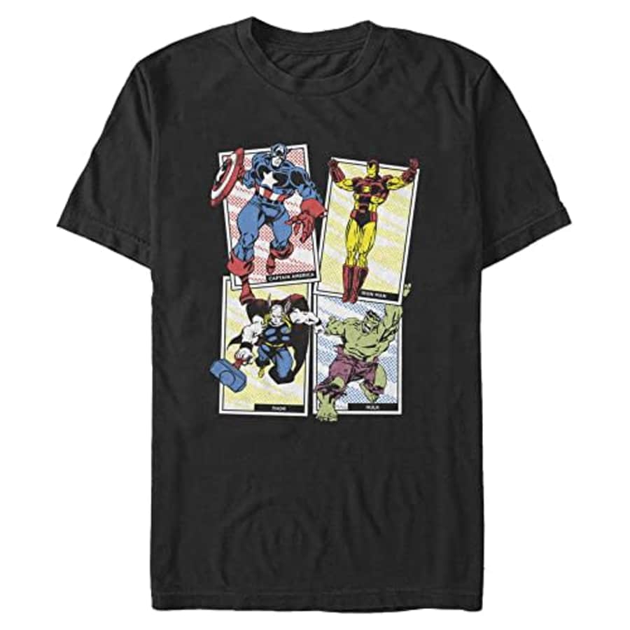 Marvel Big & Tall Classic Avengers CORE POPOUT Cards Men's Tops Short Sleeve Tee Shirt, Black, Large for $24