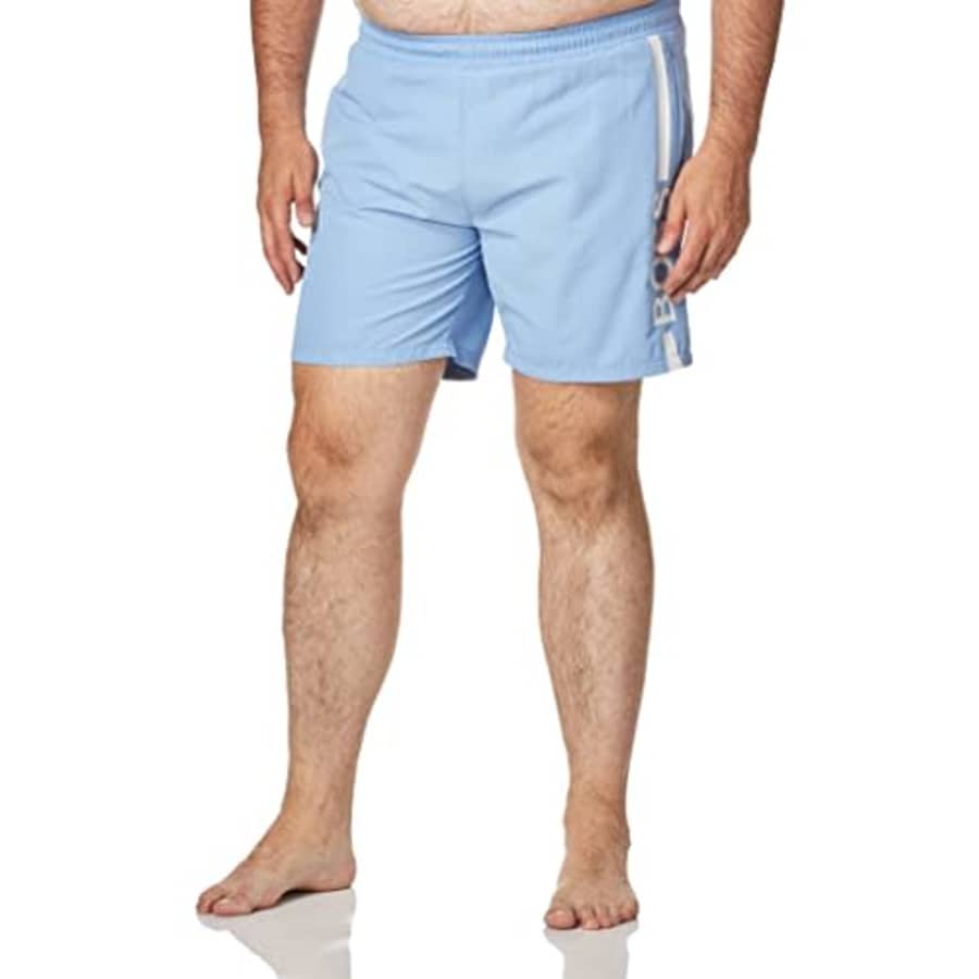 BOSS Men's Standard Vertical Logo Swim Trunk, Bel Air Blue, S for $68 BOSS Men's Standard Vertical Logo Swim Trunk, Bel Air Blue, S for $68