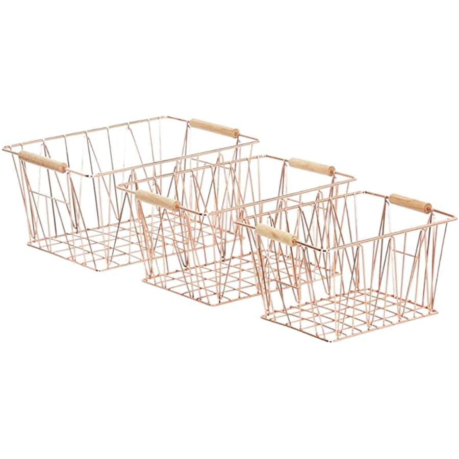 AmazonBasics 3-Piece Wire Storage Basket Set for $19