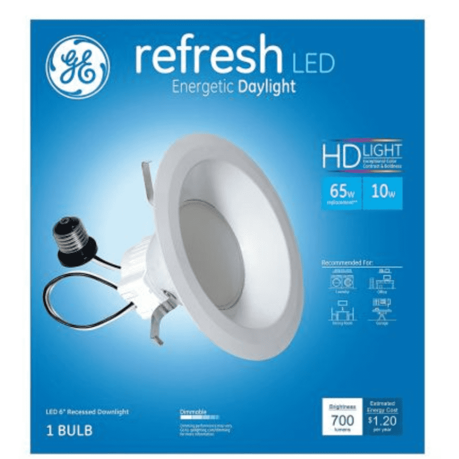 GE Refresh HD 10W 6" Recessed LED Downlight for $6