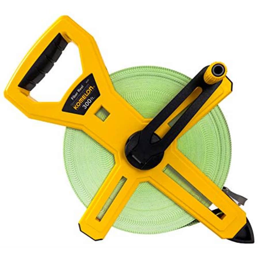 Komelon 6633 Open Reel Fiberglass Tape Measure, 300-Feet, Yellow for $85 Komelon 6633 Open Reel Fiberglass Tape Measure, 300-Feet, Yellow for $85