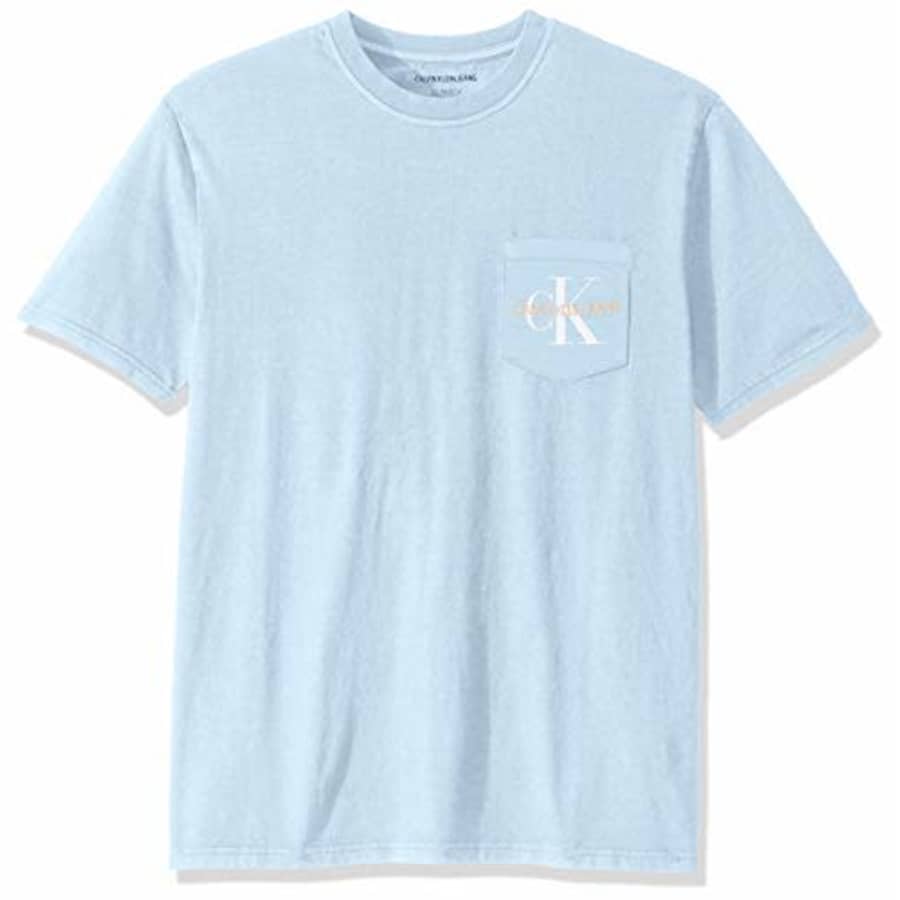 Calvin Klein Men's Short Sleeve T-Shirt Old School Logo Crew Neck, Chambray Blue, X-Large for $24 Calvin Klein Men's Short Sleeve T-Shirt Old School Logo Crew Neck, Chambray Blue, X-Large for $24