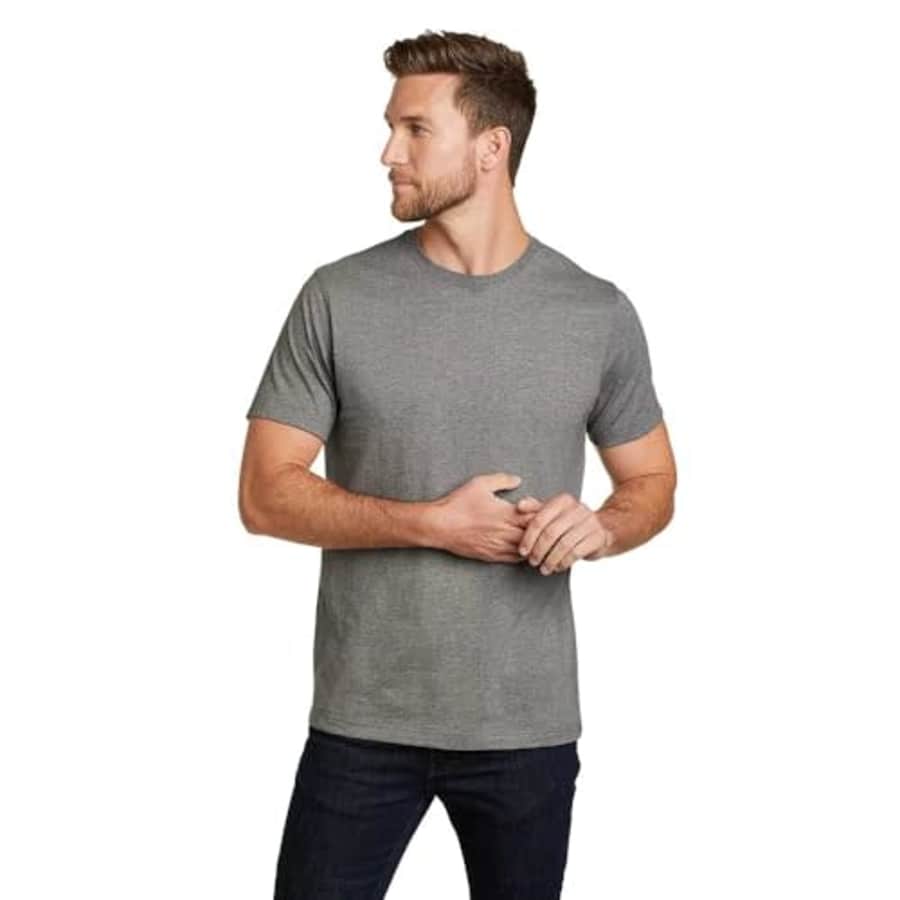 Eddie Bauer Men's Legend Wash 100% Cotton Short-Sleeve Classic T-Shirt, Med HTR Gray, X-Large for $14