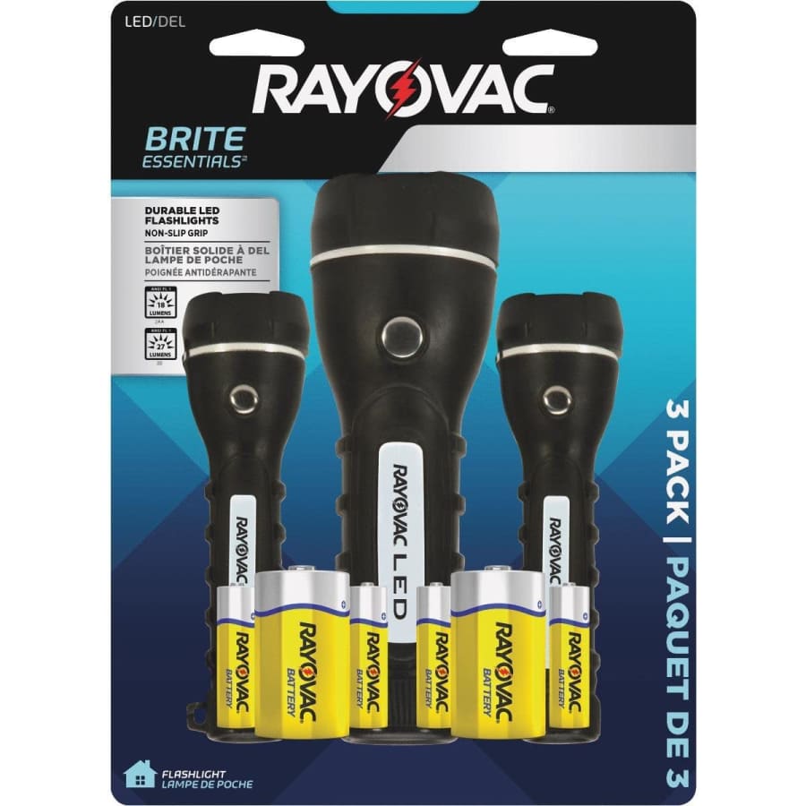 Rayovac Brite Essentials LED Robust Rubberized Flashlight 3-Pack for $9 Rayovac Brite Essentials LED Robust Rubberized Flashlight 3-Pack for $9
