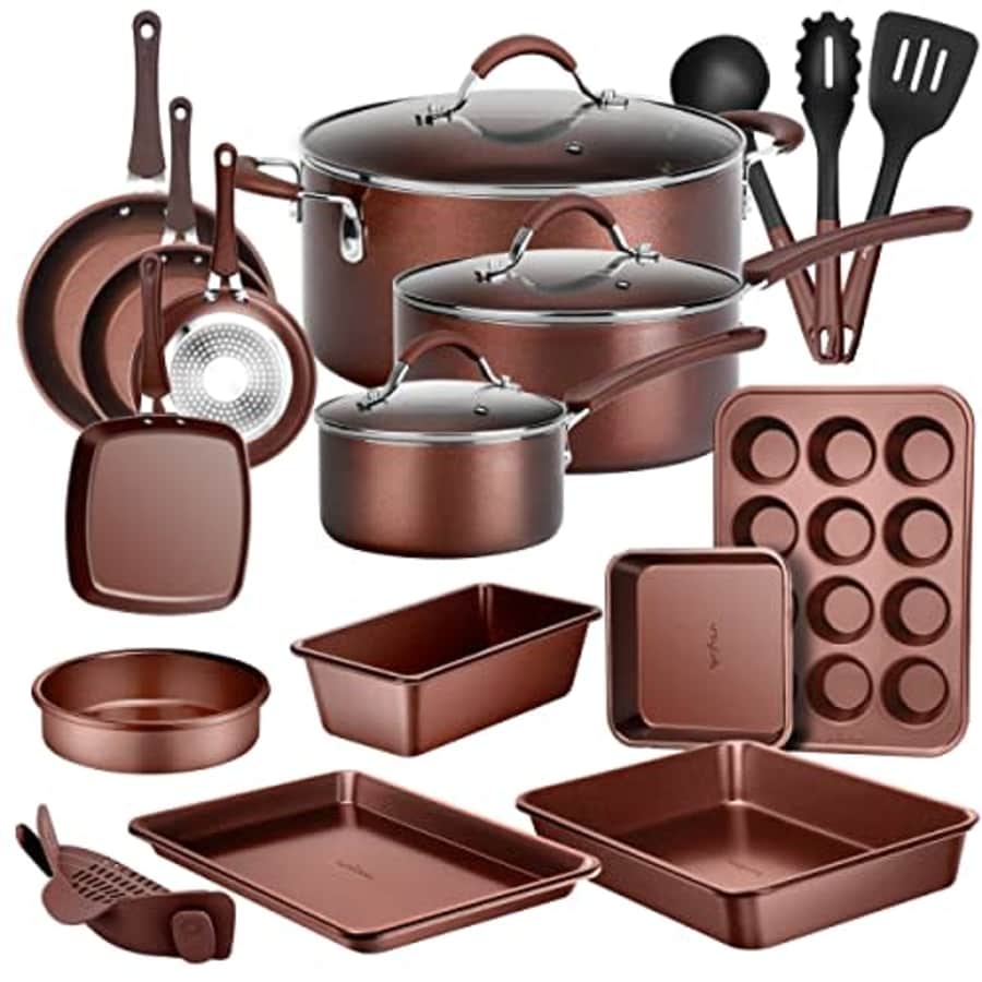 NutriChef Kitchenware Pots & Pans High-Qualified Basic Kitchen Cookware, Non-Stick (20-Piece Set), for $135