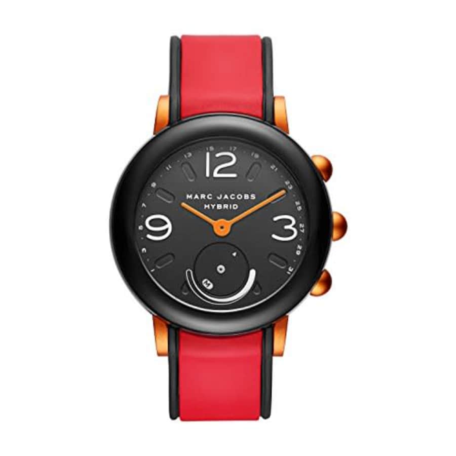 Marc Jacobs Women's Riley Nylon and Silicone Hybrid Smartwatch, Color: Black, Red (Model: MJT1008) for $174