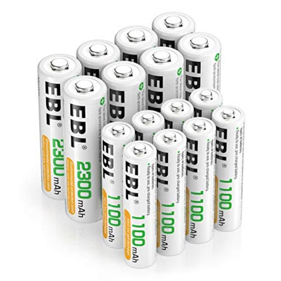 EBL AA AAA Batteries Combo 16 Sets with 8PCS AA 2300mAh and 8-Count AAA 1100mAh Rechargeable for $29