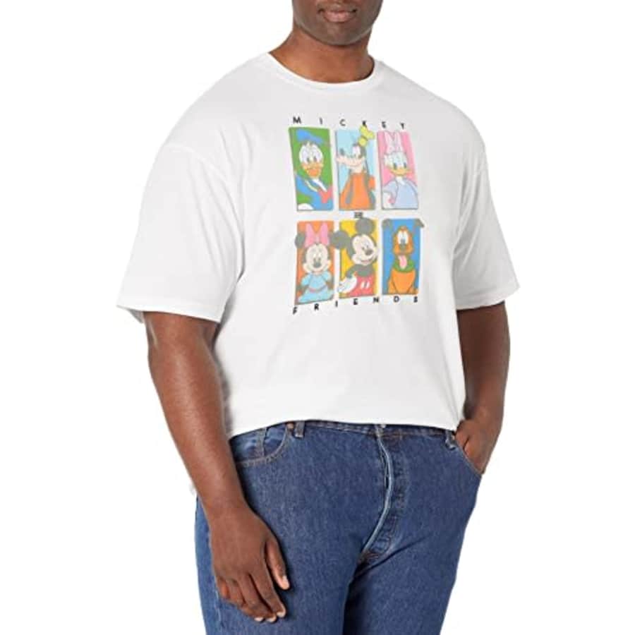 Disney Big & Tall Classic Mickey Six Up Men's Tops Short Sleeve Tee Shirt, White, Large Tall for $18