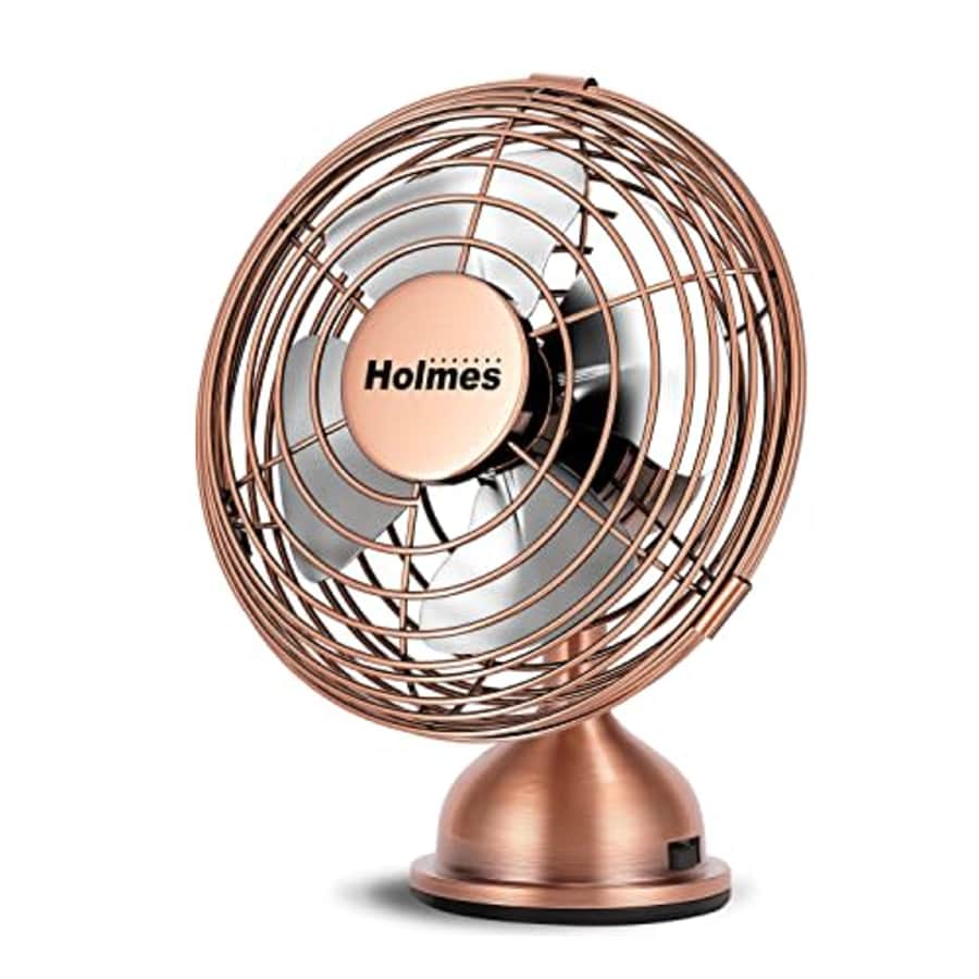HOLMES 4" Mini Heritage Desk Fan, USB-Powered, Single Speed, 4 Blades, Adjustable 100 Head Tilt, for $19 HOLMES 4" Mini Heritage Desk Fan, USB-Powered, Single Speed, 4 Blades, Adjustable 100 Head Tilt, for $19