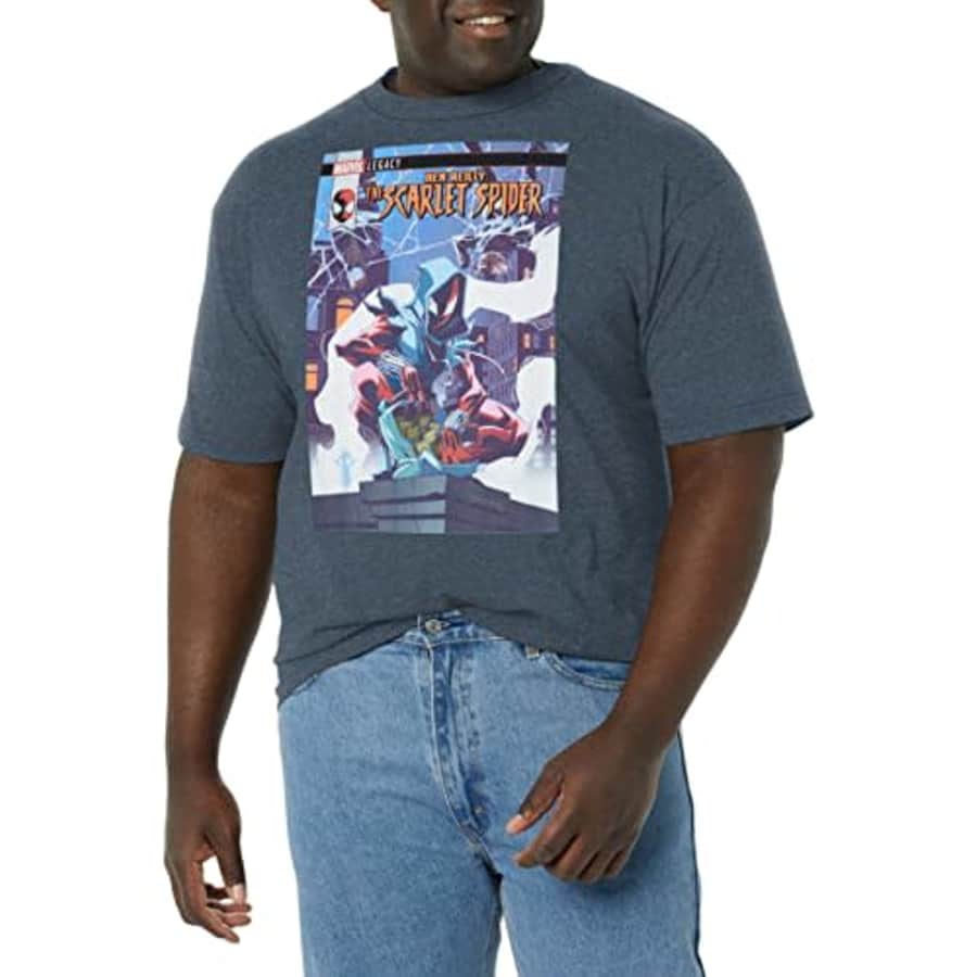 Marvel Big & Tall Classic Scarlet Web FEB18 Men's Tops Short Sleeve Tee Shirt, Navy Blue Heather, for $22